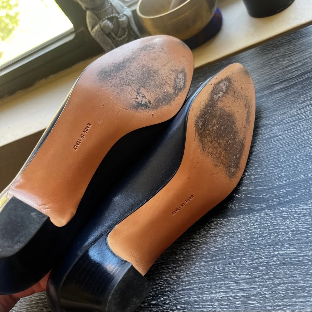 Salvatore Ferragamo Navy Button Detail Logo Fringe Penny Loafers 6.5 2A